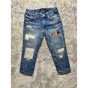 Polo Ralph Lauren Astor Slim Boyfriend Jeans Girls 3T Patchwork Distressed Denim